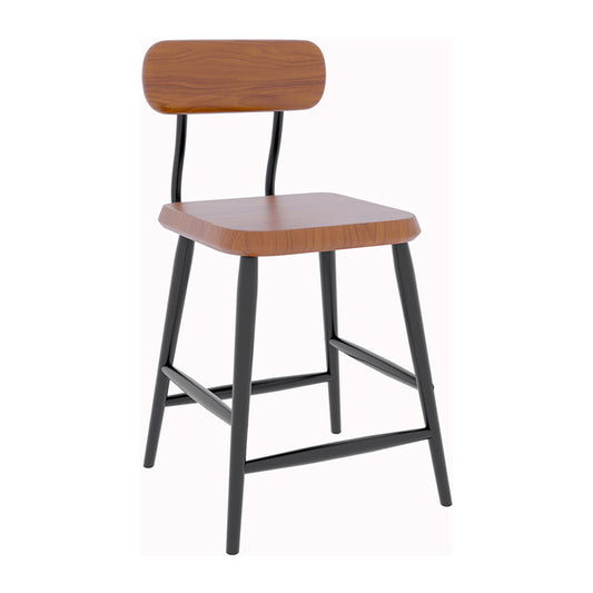 Modern Low Back Bar Stool Armless Metal Legs Bar Stool with Footrest Brown 1 Piece Short Stool(18"H)