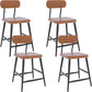 Modern Low Back Bar Stool Armless Metal Legs Bar Stool with Footrest Brown 4 Piece Set Short Stool(18"H) Clearhalo 'Bar Furniture' 'Bar Stools' 'bar_stools' 'furn' 'furn_bar_stools' 'Furniture' 'Kitchen & Dining Furniture' 5916207
