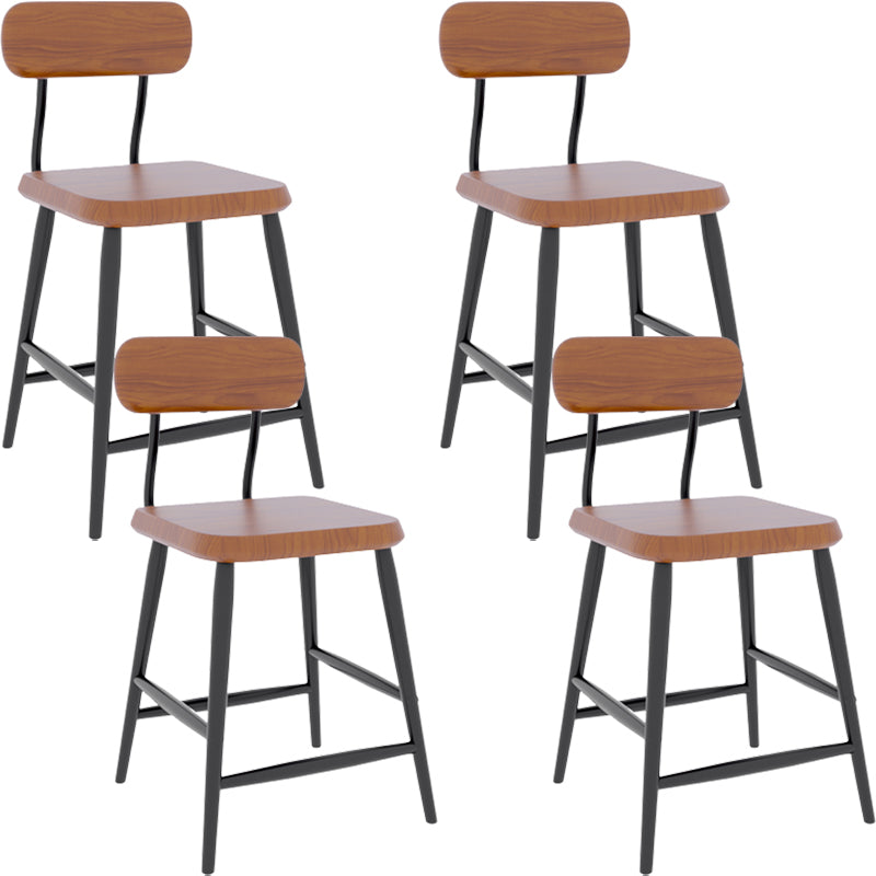 Modern Low Back Bar Stool Armless Metal Legs Bar Stool with Footrest Brown 4 Piece Set Short Stool(18"H) Clearhalo 'Bar Furniture' 'Bar Stools' 'bar_stools' 'furn' 'furn_bar_stools' 'Furniture' 'Kitchen & Dining Furniture' 5916207