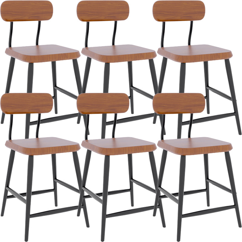 Modern Low Back Bar Stool Armless Metal Legs Bar Stool with Footrest Brown 6 Piece Set Short Stool(18"H) Clearhalo 'Bar Furniture' 'Bar Stools' 'bar_stools' 'furn' 'furn_bar_stools' 'Furniture' 'Kitchen & Dining Furniture' 5916210