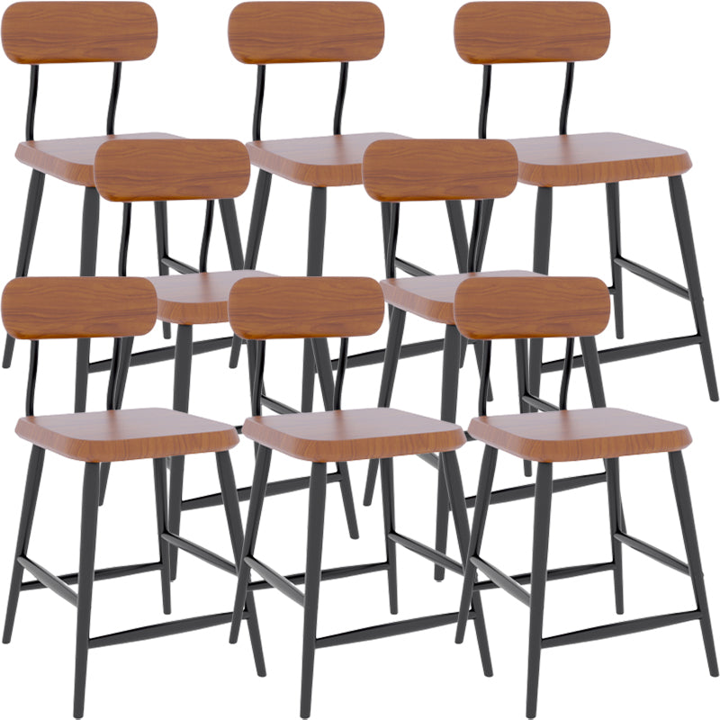 Modern Low Back Bar Stool Armless Metal Legs Bar Stool with Footrest Brown 8 Piece Set Short Stool(18"H) Clearhalo 'Bar Furniture' 'Bar Stools' 'bar_stools' 'furn' 'furn_bar_stools' 'Furniture' 'Kitchen & Dining Furniture' 5916212