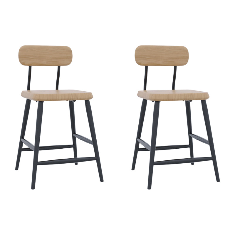 Modern Low Back Bar Stool Armless Metal Legs Bar Stool with Footrest Wood 2 Piece Set Short Stool(18"H) Clearhalo 'Bar Furniture' 'Bar Stools' 'bar_stools' 'furn' 'furn_bar_stools' 'Furniture' 'Kitchen & Dining Furniture' 5916216