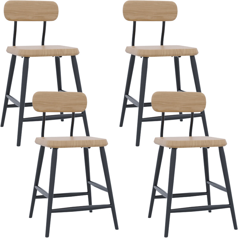Modern Low Back Bar Stool Armless Metal Legs Bar Stool with Footrest Wood 4 Piece Set Short Stool(18"H) Clearhalo 'Bar Furniture' 'Bar Stools' 'bar_stools' 'furn' 'furn_bar_stools' 'Furniture' 'Kitchen & Dining Furniture' 5916218