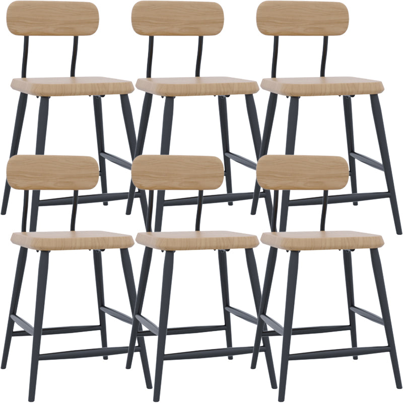 Modern Low Back Bar Stool Armless Metal Legs Bar Stool with Footrest Wood 6 Piece Set Short Stool(18"H) Clearhalo 'Bar Furniture' 'Bar Stools' 'bar_stools' 'furn' 'furn_bar_stools' 'Furniture' 'Kitchen & Dining Furniture' 5916219
