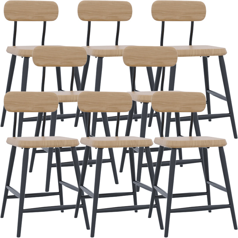 Modern Low Back Bar Stool Armless Metal Legs Bar Stool with Footrest Wood 8 Piece Set Short Stool(18"H) Clearhalo 'Bar Furniture' 'Bar Stools' 'bar_stools' 'furn' 'furn_bar_stools' 'Furniture' 'Kitchen & Dining Furniture' 5916220