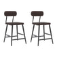 Modern Low Back Bar Stool Armless Metal Legs Bar Stool with Footrest Walnut 2 Piece Set Short Stool(18"H) Clearhalo 'Bar Furniture' 'Bar Stools' 'bar_stools' 'furn' 'furn_bar_stools' 'Furniture' 'Kitchen & Dining Furniture' 5916222