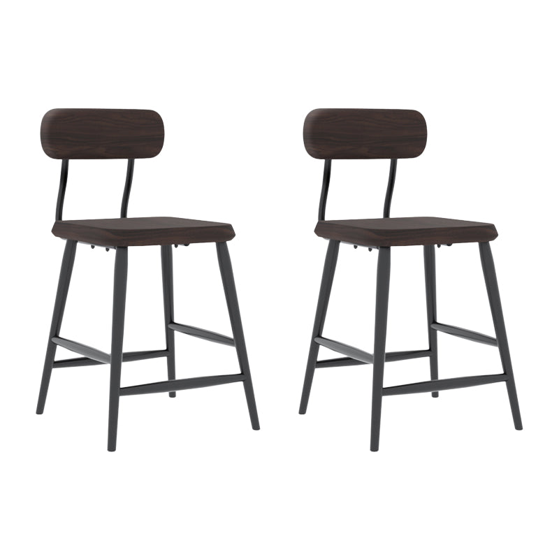 Modern Low Back Bar Stool Armless Metal Legs Bar Stool with Footrest Walnut 2 Piece Set Short Stool(18"H) Clearhalo 'Bar Furniture' 'Bar Stools' 'bar_stools' 'furn' 'furn_bar_stools' 'Furniture' 'Kitchen & Dining Furniture' 5916222