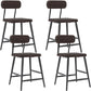 Modern Low Back Bar Stool Armless Metal Legs Bar Stool with Footrest Walnut 4 Piece Set Short Stool(18"H) Clearhalo 'Bar Furniture' 'Bar Stools' 'bar_stools' 'furn' 'furn_bar_stools' 'Furniture' 'Kitchen & Dining Furniture' 5916223