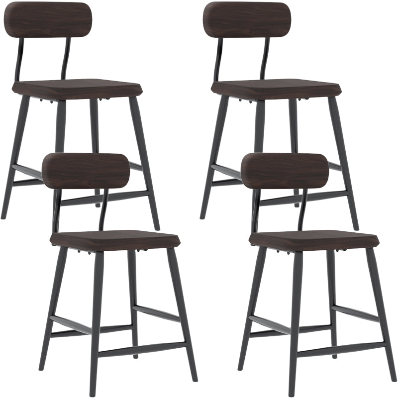 Modern Low Back Bar Stool Armless Metal Legs Bar Stool with Footrest Walnut 4 Piece Set Short Stool(18"H) Clearhalo 'Bar Furniture' 'Bar Stools' 'bar_stools' 'furn' 'furn_bar_stools' 'Furniture' 'Kitchen & Dining Furniture' 5916223