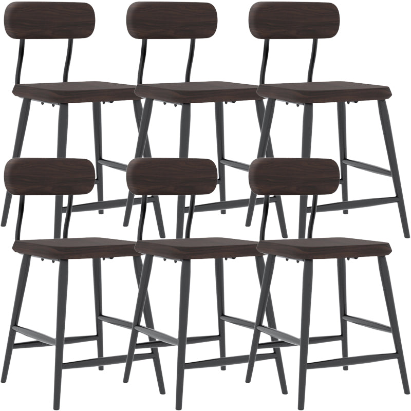 Modern Low Back Bar Stool Armless Metal Legs Bar Stool with Footrest Walnut 6 Piece Set Short Stool(18"H) Clearhalo 'Bar Furniture' 'Bar Stools' 'bar_stools' 'furn' 'furn_bar_stools' 'Furniture' 'Kitchen & Dining Furniture' 5916224