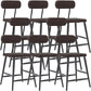 Modern Low Back Bar Stool Armless Metal Legs Bar Stool with Footrest Walnut 8 Piece Set Short Stool(18"H) Clearhalo 'Bar Furniture' 'Bar Stools' 'bar_stools' 'furn' 'furn_bar_stools' 'Furniture' 'Kitchen & Dining Furniture' 5916225