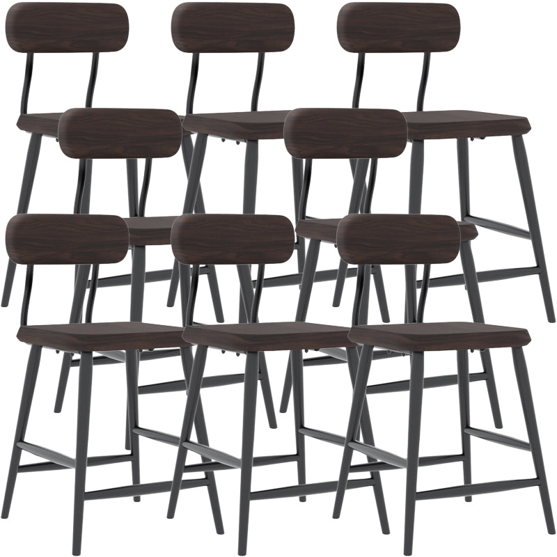 Modern Low Back Bar Stool Armless Metal Legs Bar Stool with Footrest Walnut 8 Piece Set Short Stool(18"H) Clearhalo 'Bar Furniture' 'Bar Stools' 'bar_stools' 'furn' 'furn_bar_stools' 'Furniture' 'Kitchen & Dining Furniture' 5916225