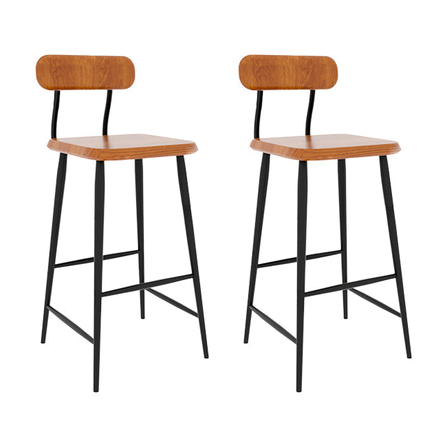 Modern Low Back Bar Stool Armless Metal Legs Bar Stool with Footrest Brown 2 Piece Set Counter Stool(26"H) Clearhalo 'Bar Furniture' 'Bar Stools' 'bar_stools' 'furn' 'furn_bar_stools' 'Furniture' 'Kitchen & Dining Furniture' 5916227