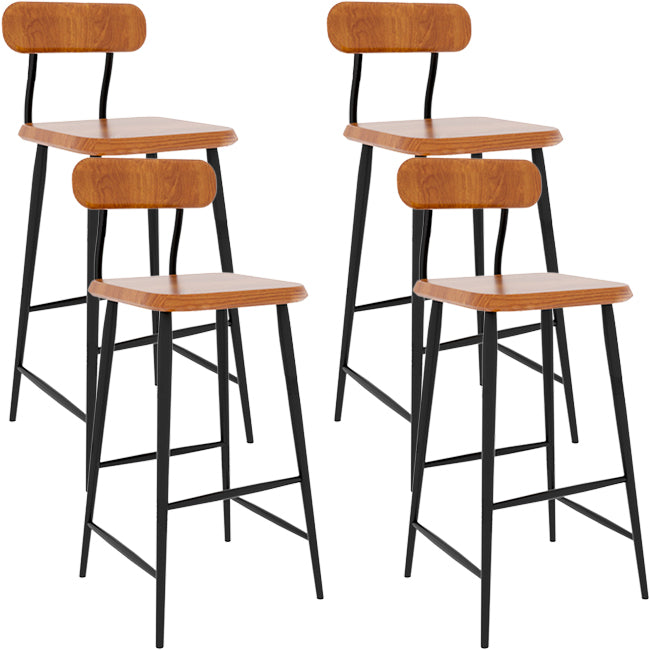 Modern Low Back Bar Stool Armless Metal Legs Bar Stool with Footrest Brown 4 Piece Set Counter Stool(26"H) Clearhalo 'Bar Furniture' 'Bar Stools' 'bar_stools' 'furn' 'furn_bar_stools' 'Furniture' 'Kitchen & Dining Furniture' 5916228