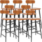 Modern Low Back Bar Stool Armless Metal Legs Bar Stool with Footrest Brown 8 Piece Set Counter Stool(26"H) Clearhalo 'Bar Furniture' 'Bar Stools' 'bar_stools' 'furn' 'furn_bar_stools' 'Furniture' 'Kitchen & Dining Furniture' 5916230