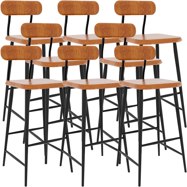 Modern Low Back Bar Stool Armless Metal Legs Bar Stool with Footrest Brown 8 Piece Set Counter Stool(26"H) Clearhalo 'Bar Furniture' 'Bar Stools' 'bar_stools' 'furn' 'furn_bar_stools' 'Furniture' 'Kitchen & Dining Furniture' 5916230