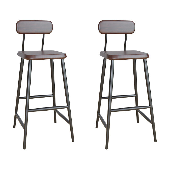 Modern Low Back Bar Stool Armless Metal Legs Bar Stool with Footrest Walnut 2 Piece Set Clearhalo 'Bar Furniture' 'Bar Stools' 'bar_stools' 'furn' 'furn_bar_stools' 'Furniture' 'Kitchen & Dining Furniture' 5916232