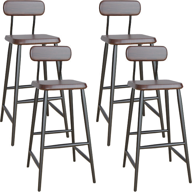 Modern Low Back Bar Stool Armless Metal Legs Bar Stool with Footrest Walnut 4 Piece Set Clearhalo 'Bar Furniture' 'Bar Stools' 'bar_stools' 'furn' 'furn_bar_stools' 'Furniture' 'Kitchen & Dining Furniture' 5916233