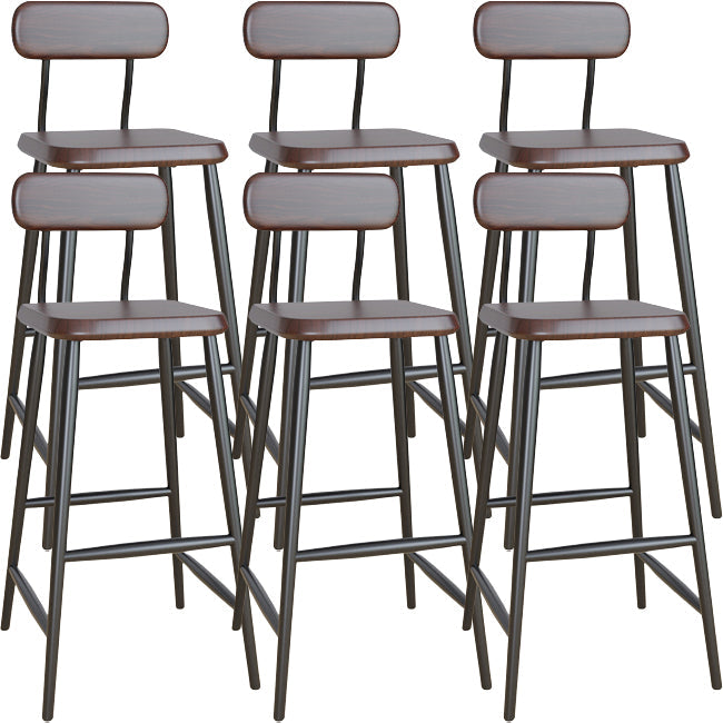 Modern Low Back Bar Stool Armless Metal Legs Bar Stool with Footrest Walnut 6 Piece Set Clearhalo 'Bar Furniture' 'Bar Stools' 'bar_stools' 'furn' 'furn_bar_stools' 'Furniture' 'Kitchen & Dining Furniture' 5916234