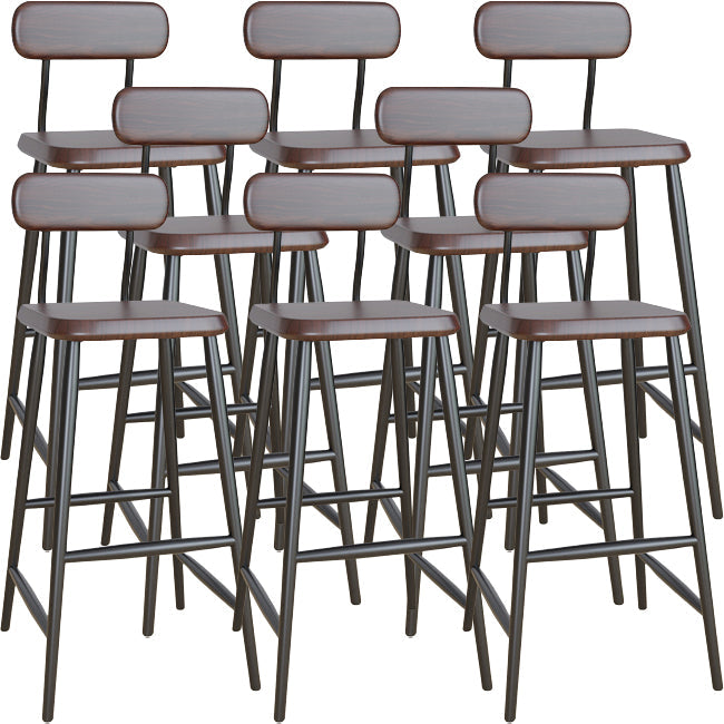Modern Low Back Bar Stool Armless Metal Legs Bar Stool with Footrest Walnut 8 Piece Set Clearhalo 'Bar Furniture' 'Bar Stools' 'bar_stools' 'furn' 'furn_bar_stools' 'Furniture' 'Kitchen & Dining Furniture' 5916235