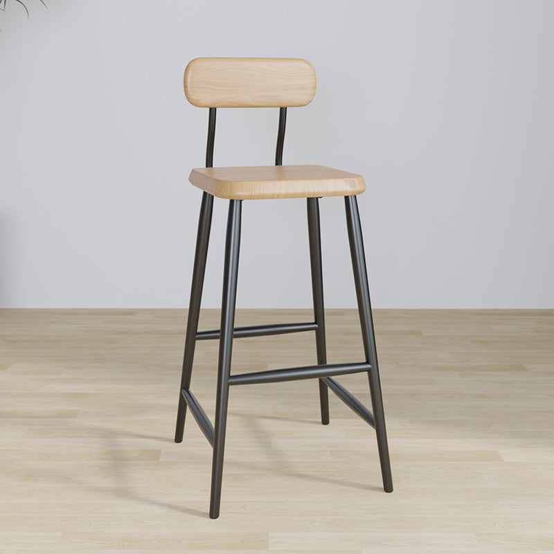 Modern Low Back Bar Stool Armless Metal Legs Bar Stool with Footrest Wood 1 Piece Clearhalo 'Bar Furniture' 'Bar Stools' 'bar_stools' 'furn' 'furn_bar_stools' 'Furniture' 'Kitchen & Dining Furniture' 5916236