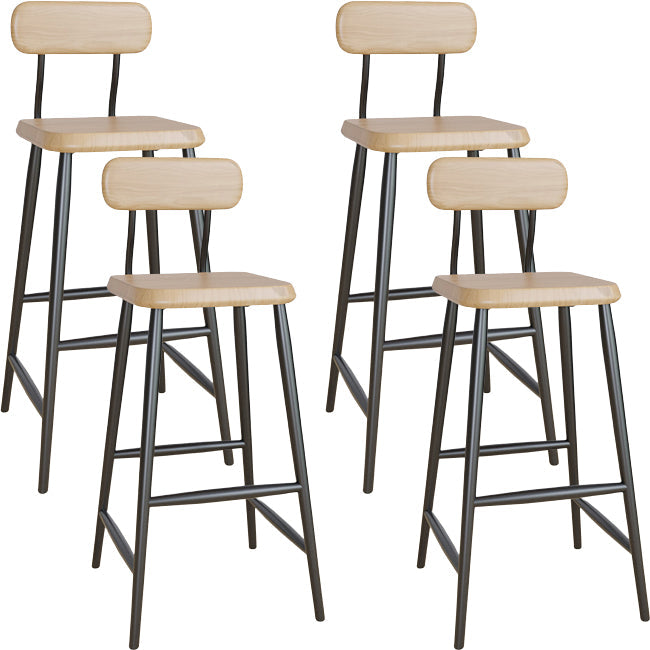 Modern Low Back Bar Stool Armless Metal Legs Bar Stool with Footrest Wood 4 Piece Set Clearhalo 'Bar Furniture' 'Bar Stools' 'bar_stools' 'furn' 'furn_bar_stools' 'Furniture' 'Kitchen & Dining Furniture' 5916238