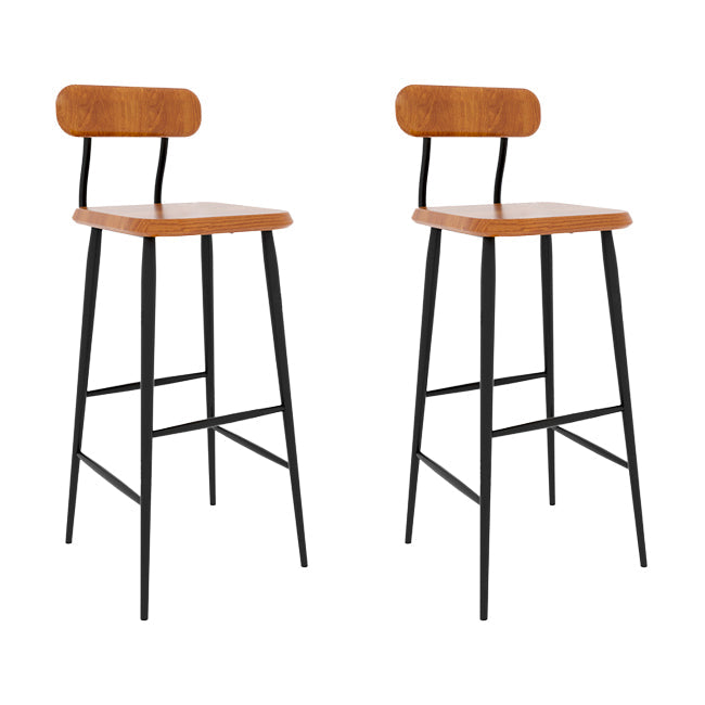 Modern Low Back Bar Stool Armless Metal Legs Bar Stool with Footrest Brown 2 Piece Set Bar Stool(30"H) Clearhalo 'Bar Furniture' 'Bar Stools' 'bar_stools' 'furn' 'furn_bar_stools' 'Furniture' 'Kitchen & Dining Furniture' 5916242