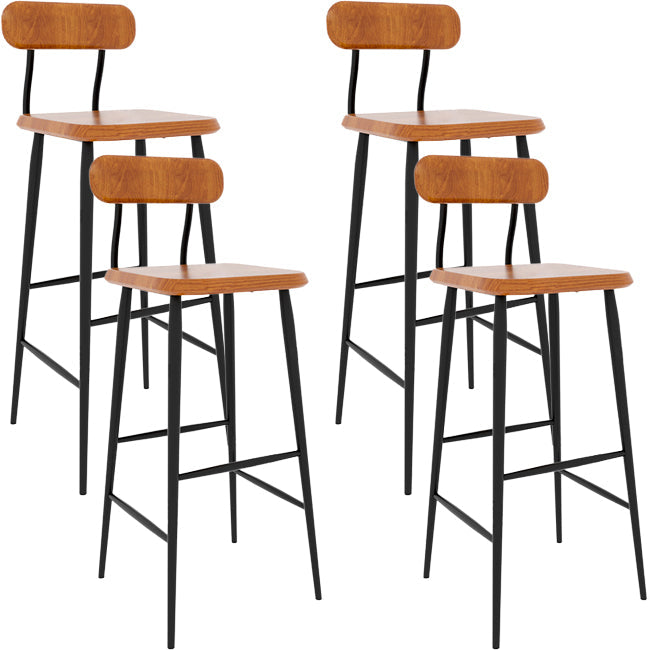 Modern Low Back Bar Stool Armless Metal Legs Bar Stool with Footrest Brown 4 Piece Set Bar Stool(30"H) Clearhalo 'Bar Furniture' 'Bar Stools' 'bar_stools' 'furn' 'furn_bar_stools' 'Furniture' 'Kitchen & Dining Furniture' 5916243