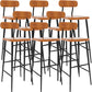 Modern Low Back Bar Stool Armless Metal Legs Bar Stool with Footrest Brown 8 Piece Set Bar Stool(30"H) Clearhalo 'Bar Furniture' 'Bar Stools' 'bar_stools' 'furn' 'furn_bar_stools' 'Furniture' 'Kitchen & Dining Furniture' 5916245