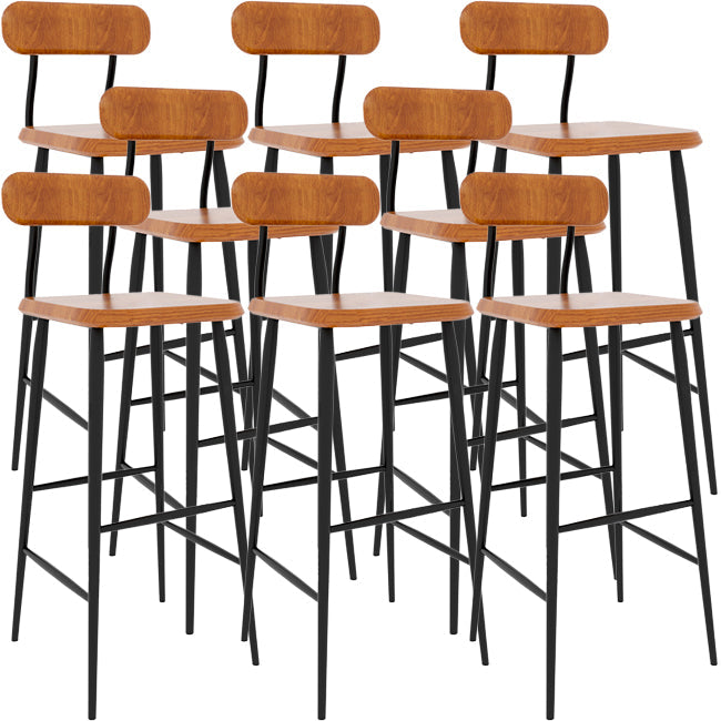 Modern Low Back Bar Stool Armless Metal Legs Bar Stool with Footrest Brown 8 Piece Set Bar Stool(30"H) Clearhalo 'Bar Furniture' 'Bar Stools' 'bar_stools' 'furn' 'furn_bar_stools' 'Furniture' 'Kitchen & Dining Furniture' 5916245