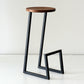 Modern Armless Bar Stool Indoor Round Seat Bar Chair with Metal Legs