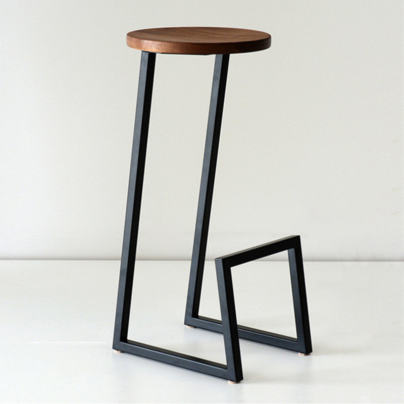 Modern Armless Bar Stool Indoor Round Seat Bar Chair with Metal Legs