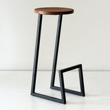 Modern Armless Bar Stool Indoor Round Seat Bar Chair with Metal Legs