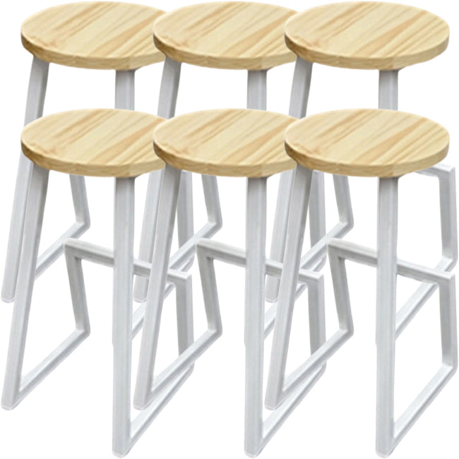 Modern Armless Bar Stool Indoor Round Seat Bar Chair with Metal Legs