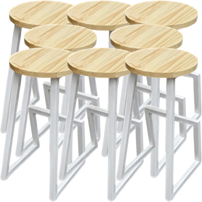 Modern Armless Bar Stool Indoor Round Seat Bar Chair with Metal Legs