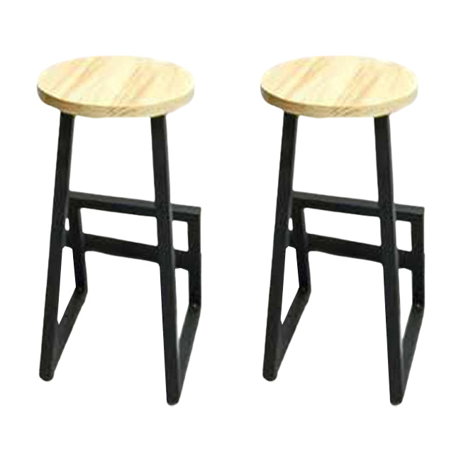 Modern Armless Bar Stool Indoor Round Seat Bar Chair with Metal Legs