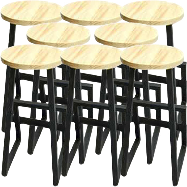Modern Armless Bar Stool Indoor Round Seat Bar Chair with Metal Legs