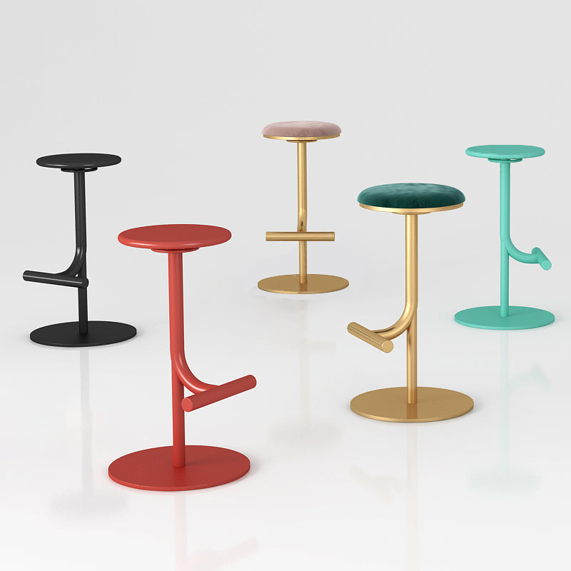 Taburete de bar con asiento redondo moderno y altura ajustable sin respaldo