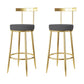 Fabric Round Seat Bar Stools Low Back Gold Iron Base Barstool for Home