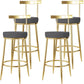Fabric Round Seat Bar Stools Low Back Gold Iron Base Barstool for Home