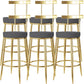 Fabric Round Seat Bar Stools Low Back Gold Iron Base Barstool for Home