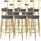 Fabric Round Seat Bar Stools Low Back Gold Iron Base Barstool for Home