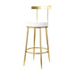 Fabric Round Seat Bar Stools Low Back Gold Iron Base Barstool for Home