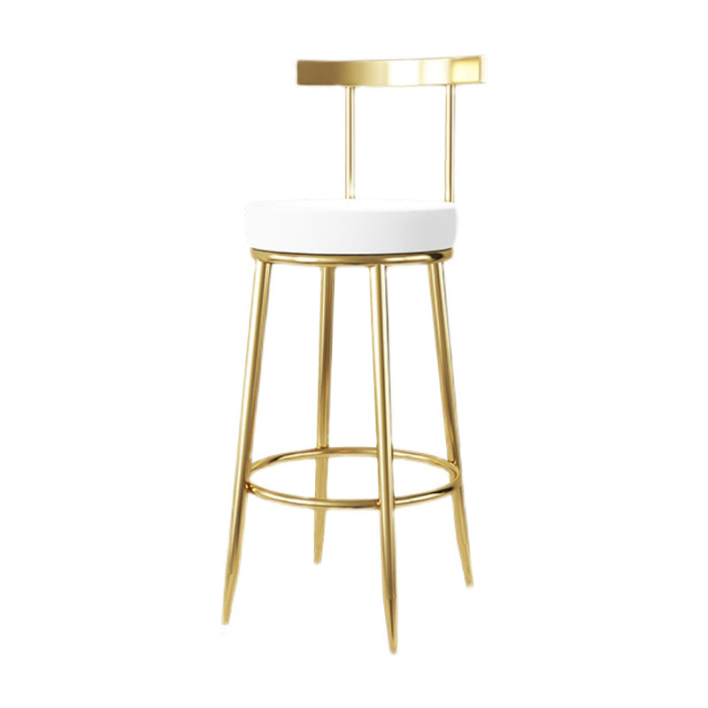 Fabric Round Seat Bar Stools Low Back Gold Iron Base Barstool for Home