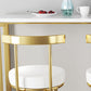 Fabric Round Seat Bar Stools Low Back Gold Iron Base Barstool for Home