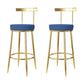 Fabric Round Seat Bar Stools Low Back Gold Iron Base Barstool for Home