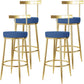 Fabric Round Seat Bar Stools Low Back Gold Iron Base Barstool for Home