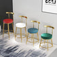 Fabric Round Seat Bar Stools Low Back Gold Iron Base Barstool for Home