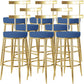 Fabric Round Seat Bar Stools Low Back Gold Iron Base Barstool for Home