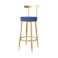 Fabric Round Seat Bar Stools Low Back Gold Iron Base Barstool for Home